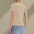 thumbnail image 3 of CIENVNSTG Y2K Fashion Slim Fitted Tops For Women Short Sleeve Crewneck Solid Color Basic Lightweight Versatile Streetwear Tunic Tee Summer 2026 Casual Daily Going Out Wear Khaki M, 3 of 3