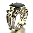thumbnail image 1 of Anillo de circonita de dos colores con forma de joyería, anillo atmosférico de moda, 1 of 5