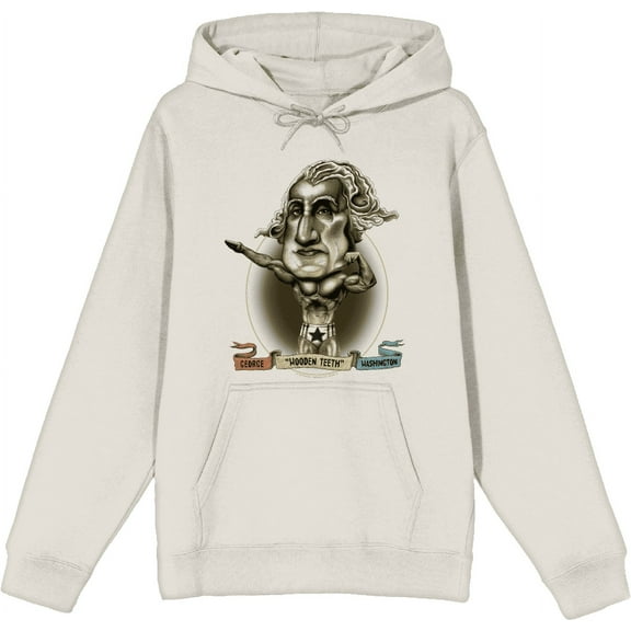 Muscular George Washington Caricature Adult Sand Long Sleeve Hoodie-Medium