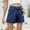 Dark Blue, variant on Casual Denim Shorts Women Solid Cutoff Comfort Waist Slim with Pockets Button Shorts