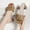 Khaki, variant on Women's Wide Width Block Heel Sandals, Ruched Faux Leather Slide Mules, Square Open Toe Casual Dress Shoes for Spring Summer, Multi-Color