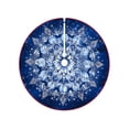 thumbnail image 2 of Hyknon Christmas Tree Skirt, 23.62" Round Blue White Flower Tree Skirt, Red‑Trimmed Winter Holiday Decor Tree Base Mat, Thick Reusable Festive Xmas Tree Base Cover for Indoor Xmas Holidays Home Decor, 2 of 6