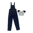 thumbnail image 1 of Conjunto de pantalón de manga corta a escala 1/6, ropa en miniatura, disfraz de cosplay realista de pierna ancha para figuras de acción masculinas de pantalones azul oscuro, 1 of 8
