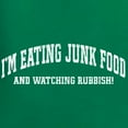 thumbnail image 6 of Wild Bobby Vintage Movie Quote Eating Junk Food And Watching Rubbish Women Racerback Tank Top, Kelly, X-Large, 6 of 6
