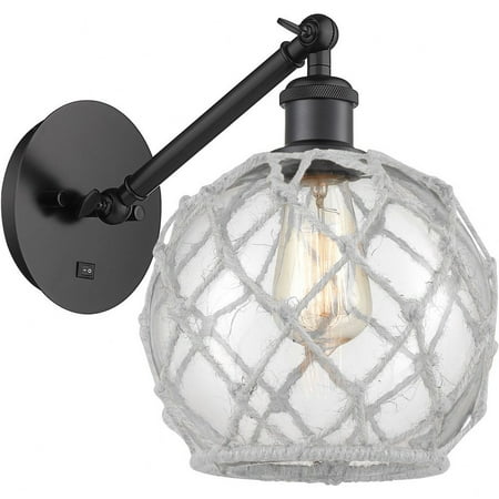 

317-1W-BK-G122-8RW-Innovations Lighting-Athens - 1 Light Wall Sconce In Industrial Style-12.38 Inches Tall and 8 Inches Wide Matte Black Clear/White