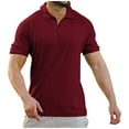 thumbnail image 2 of Vivianyo HD Men's Muscle V Neck Polo Shirts Slim Fit Solid Short Sleeve Cotton Golf T-Shirts Ribbed Knit Soft Tees Wine, 2 of 6