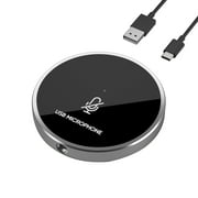 Angle View: Aibecy USB Conference Computer Microphone Desktop PC Mic 360° Omnidirectional Condenser Plug & Play Touch-Sensor Button