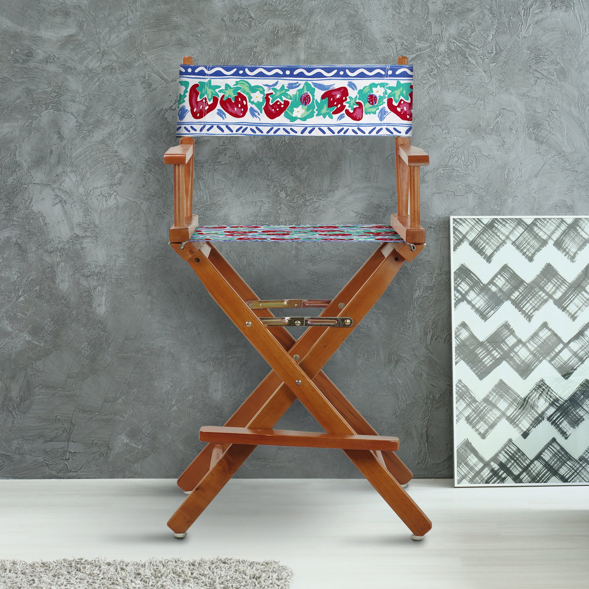 24" Director's Chair Honey Oak Frame-Strawberry Park