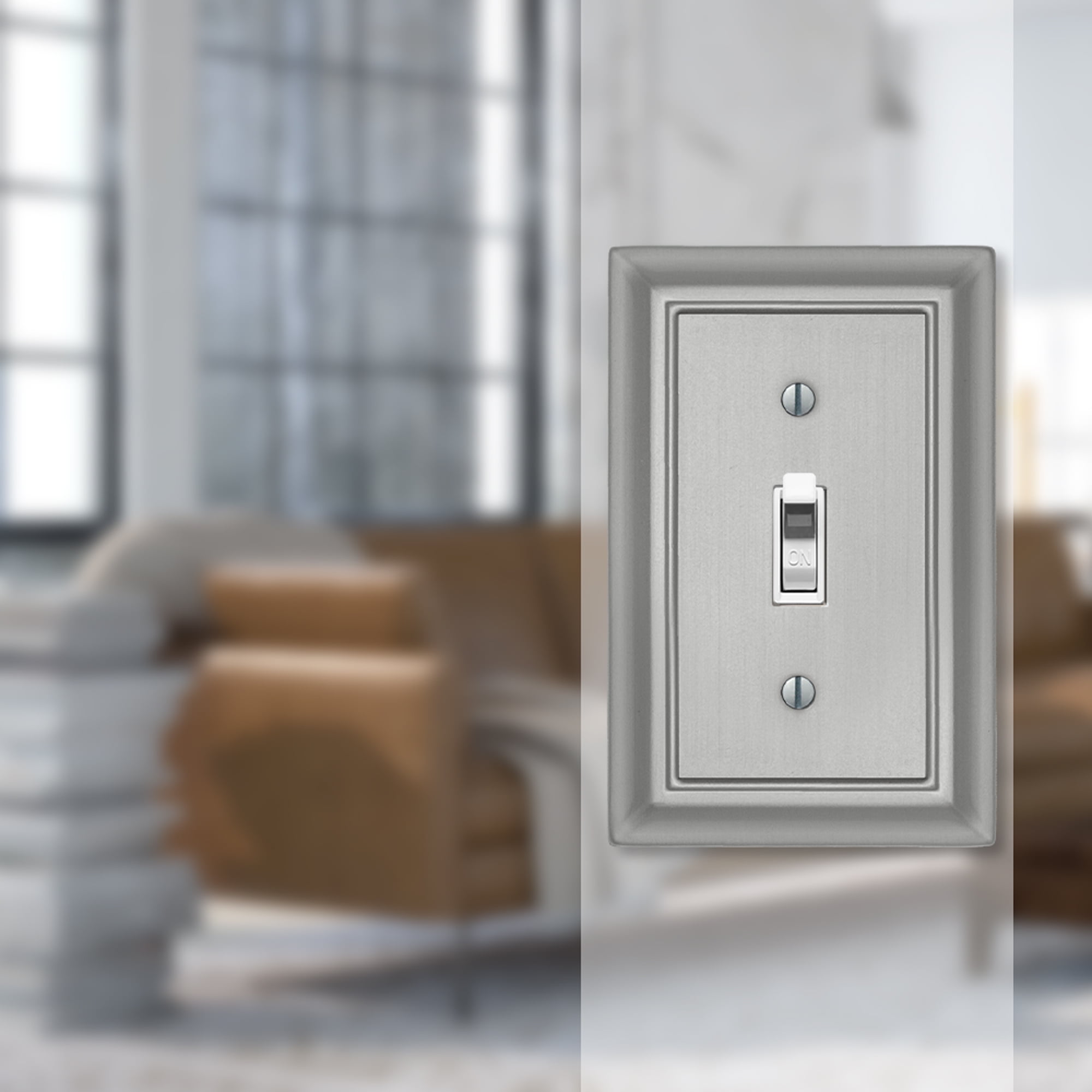 (3 pack) Elumina 150TNNB Sydney Satin Nickel Steel 1 Toggle Standard 5 in. Tall Wallplate