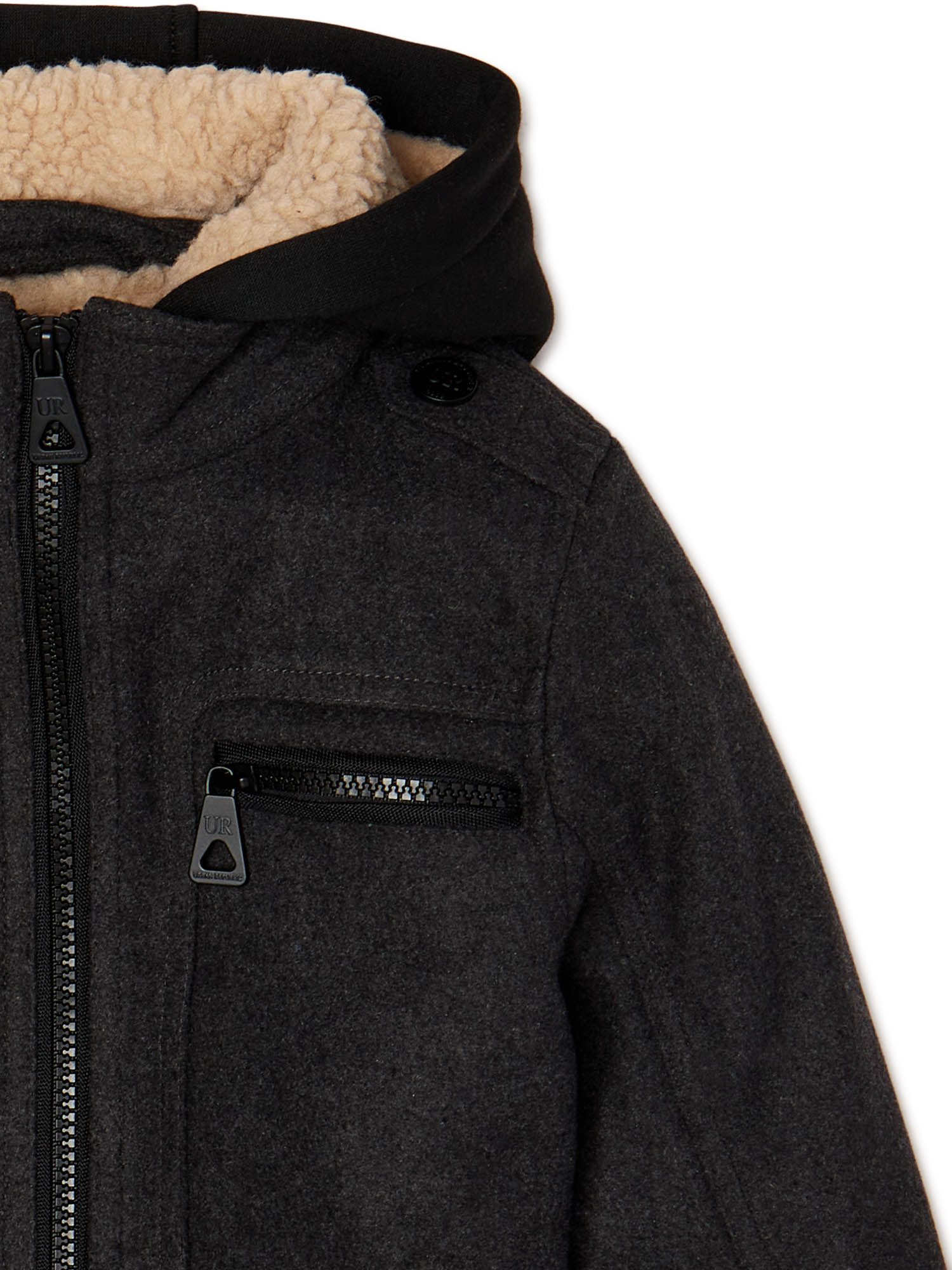 Urban Republic Boys Officer Jacket with Faux Sherpa Hood & Lining, Sizes 4-20 - image 3 of 3
