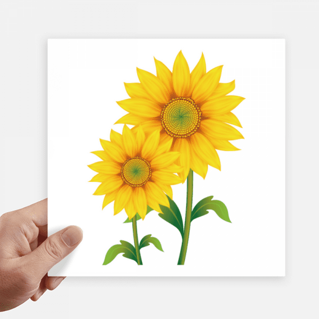 Jaune Tournesol Verdure Fleur Autocollant Tags Mur Image Ordinateur Portable Autocollant Auto-Adhésif