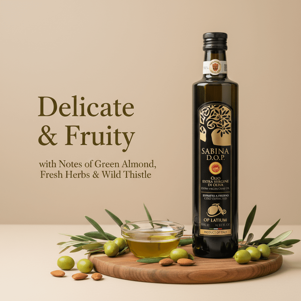 OP Latium Sabina Extra Virgin Olive Oil, 16.9 fl oz (500 ml), DOP Italian EVOO, Product of Italy