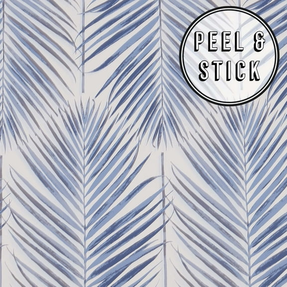 Transform Blue Palm Leaves Peel and Stick Wallpaper