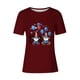 thumbnail image 4 of Tops de Ajuste Suelto para las Mujeres Sudadera Casual Impresa Manga Corta Cuello Redondo Superior, Poliéster, 4 of 7