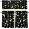 thumbnail image 4 of Dragonfly Print Kitchen Window Curtains Valance and Tier Set, 3 Piece Set Rod Pocket Short Curtains, Autumn Window Treatment for Bedroom European Curtains with Rod Pocket, 4 of 6