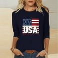 thumbnail image 2 of Plus Size American Flag Tunic Tops for Womens 4th of July Crewneck 3/4 Sleeve Tshirts Cute Butterfly Stars Striped Graphic Tees Teen Girls Fashion Memorial Day Patriotic Shirts Fashion Summer Top, 2 of 4