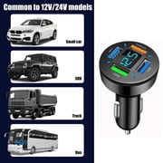 Car Battery Voltage Monitor with Real-time LED Display and 4 USB Fast Charging Ports