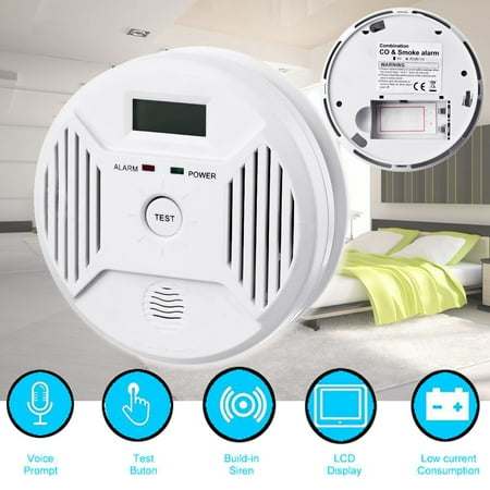 Carbon Monoxide&Smoke Alarm,Arzil Profession Home Safety CO Carbon Monoxide Poisoning Smoke Gas Sensor Warning Alarm Detector LCD Displayer Dining room Kitchen