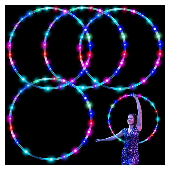 4Pack Led Hoops for Adults, 36in Fitness Equipment Weight Loss Auto Color Changing Strobe Glow Light Hooper Gift, 90cm Hooper Hoop(Two AA Batteries a
