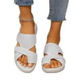 thumbnail image 4 of Fnooota Flat Sandals for Women, Open Toe Holiday Slip On Platform Summer Shoes Sandals White Size 9, 4 of 8