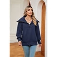 thumbnail image 7 of XCHQRTI Women's Zipper Sweatshirt V Neck Lapel Hoodie Long Sleeve Pullover Loose Fit Fall Sweatshirt, 7 of 7