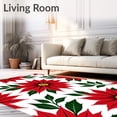 thumbnail image 2 of ODIKA 4'x6' Machine Washable Non-Slip Area Rug, Poinsettia Bloom with Seasonal Flower Arrangement High Traffic Rug, Red, 616611, 2 of 7
