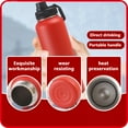 thumbnail image 4 of Arcticwind 40oz/1200ml Stainless Steel 304 Insulated Water Bottle with Handle - Large Capacity Thermal Cup for Outdoor, Travel, Sports, Camping & Hiking, Portable & Leakproof (BPA-Free), Red, 4 of 7
