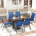 thumbnail image 5 of LAZY BUDDY 7-Piece Outdoor Dining Set with Umbrella Hole, Patio Furniture Set with Tempered Glass Table & 6 Textilene Chairs, Metal Frame, for Garden, Backyard, Poolside, 5 of 10