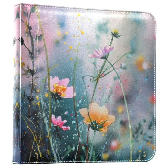 Photo Album 11.8x11.2 Inch Leather Cover Photo Book Scrapbooking Albums for Weddings Birthdays Anniversaries Abstract Wildflowers
