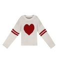 thumbnail image 5 of Clearance! Yajing Pullover Sweaters for Women Womens Pullover Sweaters Heart Print Sweater for Long Sleeve Crewneck Valentine's Day Knitted Pullover Love Tops L Beige, 5 of 5