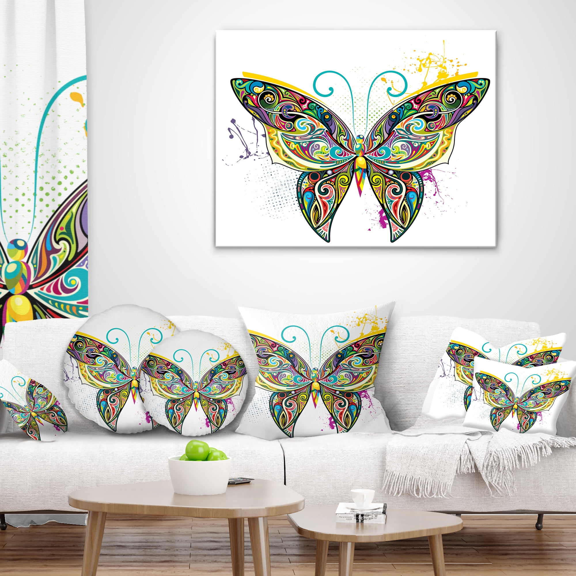 Designart Openwork Butterfly - Abstract Throw Pillow - 12x20