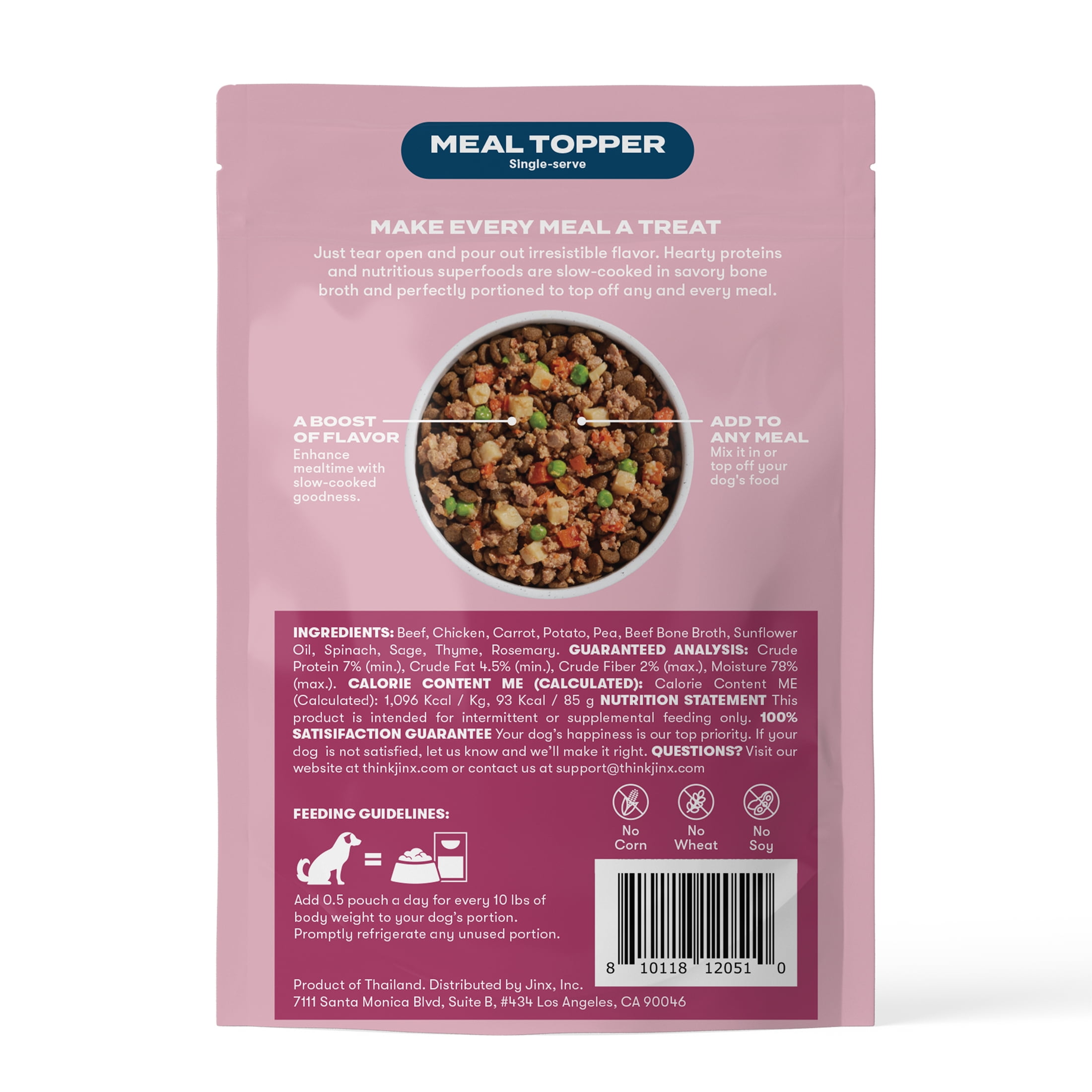 (4 pack) Jinx Homemades Chicken & Beef Topper,3oz.Pouch