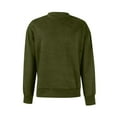 thumbnail image 7 of Domuza Suede Crewneck Sweatshirt for Men Vintage Distressed Washed Long Sleeve Sweatshirt Fall Winter Warm Oversized Casual Solid Pullover Army Green L, 7 of 7