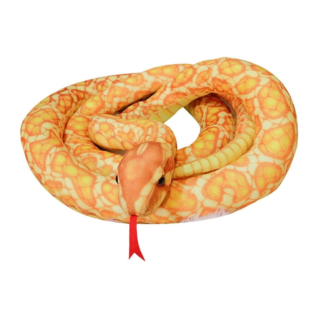 Serpiente de peluche realista para Halloween con lenguas rojas. Amarillo