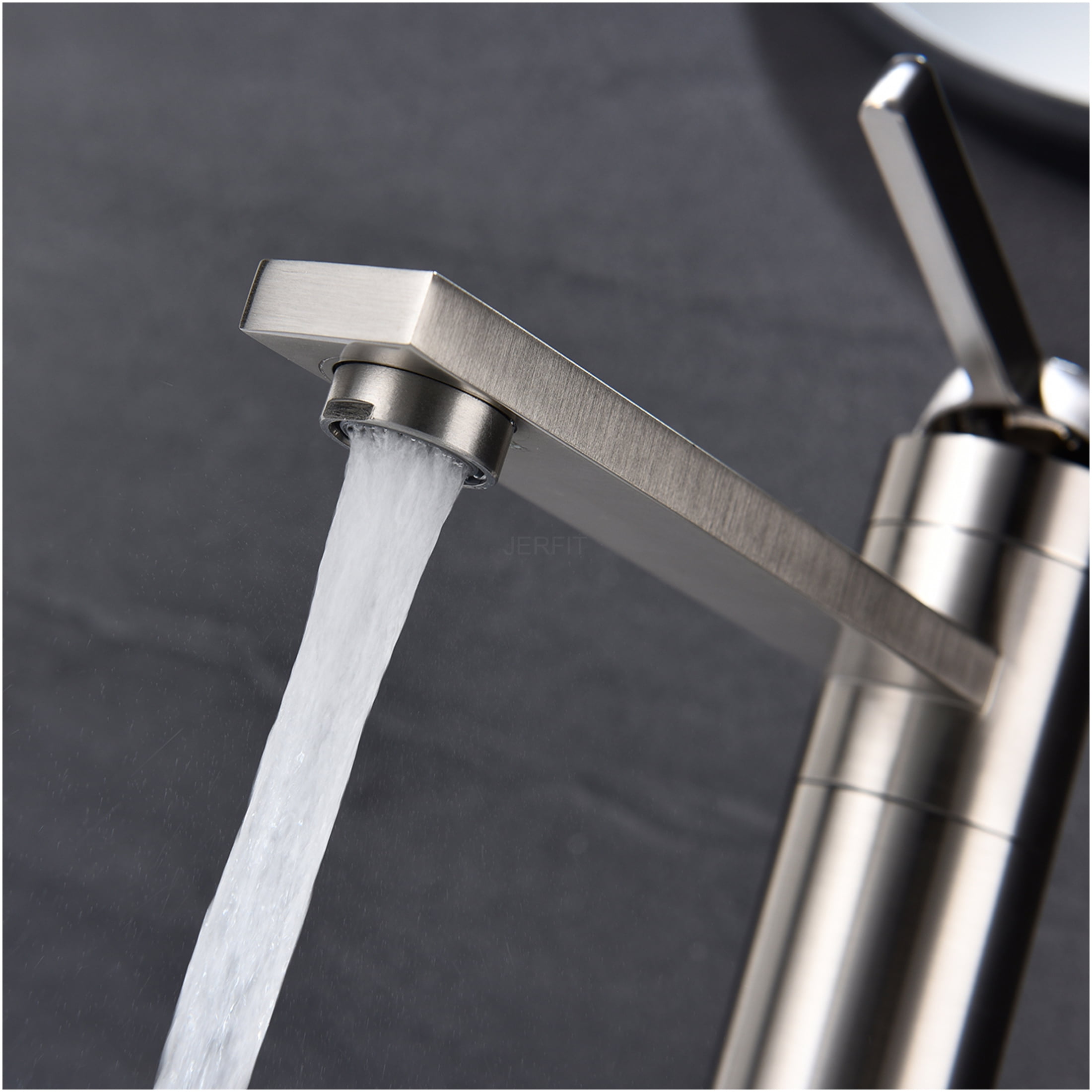 JERFIT Single Handle Bathroom Sink Faucet, Brushed Nickel Vanity Faucet for Single Hole Mount, Stainless Steel, Spot and Fingerprint Resistant