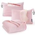 thumbnail image 1 of Manta de viaje Bedsure Airplane Compact con bolsa de almacenamiento rosa, 1 of 7
