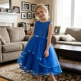 thumbnail image 5 of Flower Girls Dress Cobalt Blue Belted Wedding Party Bridesmaid 12 Years, 5 of 9