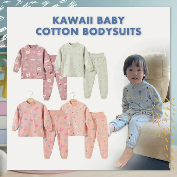 KaWaii Baby Cotton Bodysuits and Sleepers, High Quality Combed Cotton Kids Clothes, Pack of 4