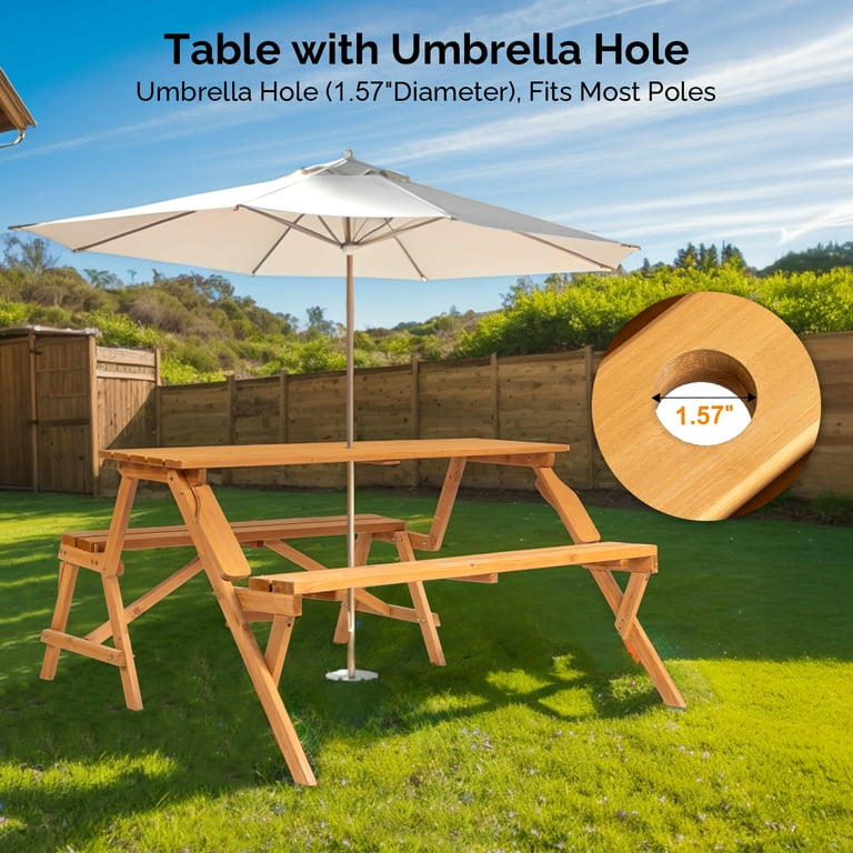 Ktaxon 2-in-1 Outdoor Interchangeable Wooden Picnic Table Set Ktaxon 2-in-1 Outdoor Interchangeable Wooden Picnic Table Set