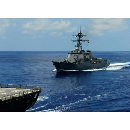 - Guided-missile destroyer USS Preble approaching the Military Sealift Command oiler USNS John Ericsson Poster Print by Stocktrek Images