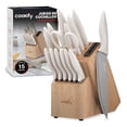 thumbnail image 1 of Juego de Cuchillos de Cocina COOKIFY Acero Inoxidable 15 Piezas con Base y Afilador, Madera/Marfil, 1 of 6