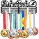 thumbnail image 1 of Exhibidor de medallas de triatlón, soporte para medallas deportivas, ganchos de hierro negro para pared, colgador de medallas, soporte para medallas de competición, exhibidor de pared para medallas, 1 of 6