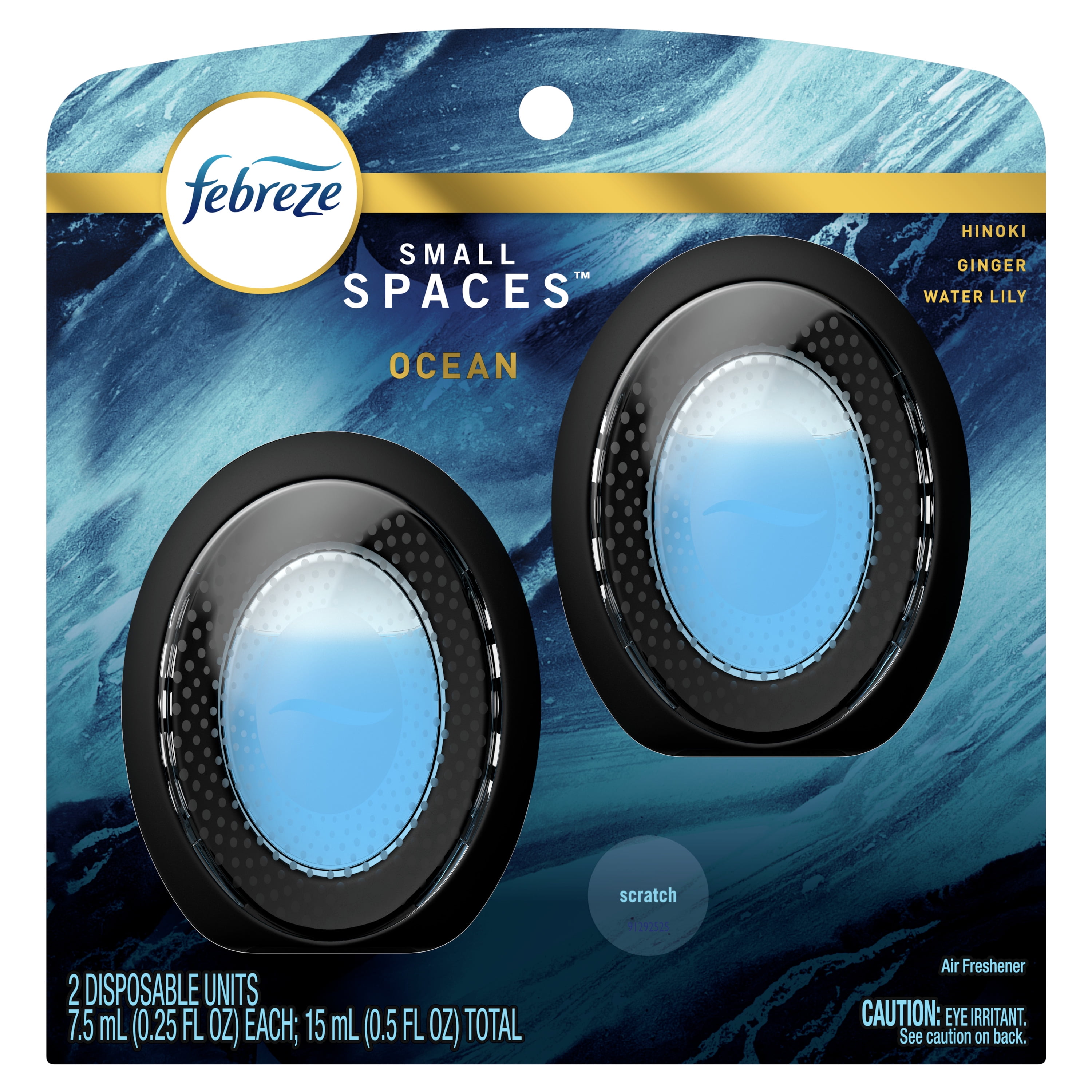 Febreze Odor Eliminator Small Spaces Air Freshener Ocean, .25 fl oz, 2 Pk