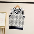 thumbnail image 2 of Gvdentm Boys Uniform Sweater Boys Sweater Vest Cotton Kids Uniform Vest Girls V-Neck Sleeveless Knit Pullover(Grey,13-15 Years), 2 of 5