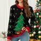thumbnail image 5 of Suéteres De Punto Suéteres acogedores Traje diario con estampado de árbol de Navidad de manga larga para mujer Ygjytge Negro T XXL para Mujer, 5 of 8