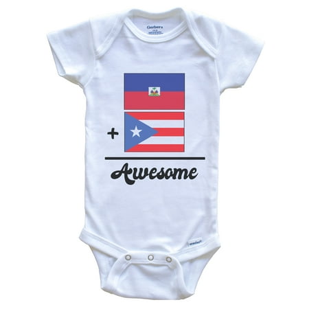 

Haiti Plus Puerto Rico Equals Awesome Cute Haitian Puerto Rican Flags One Piece Baby Bodysuit