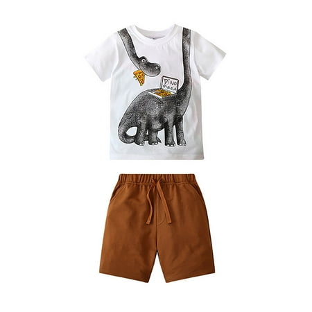 

Summer T Shirts For Boys Dinosaur Print T Shirt Short Sleeve Shorts Two Piece Casual Outing For 2 To 7 Years