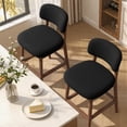 thumbnail image 3 of Hawsaiy Counter Height Bar Stools Set of 2, Mid Century Modern Boucle Barstools with Solid Wood Frame, Upholstered Kitchen Island Stools with Backrest & Footrest, Black, 3 of 12