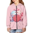 thumbnail image 3 of chaqlin Axolotl Hoodies for Teens Girls Cute Long Sleeve Zipper Sweatshirt Lightweight Loose Fit Hooded Jacket Kids Sweater Top with Pockets, 3 of 7