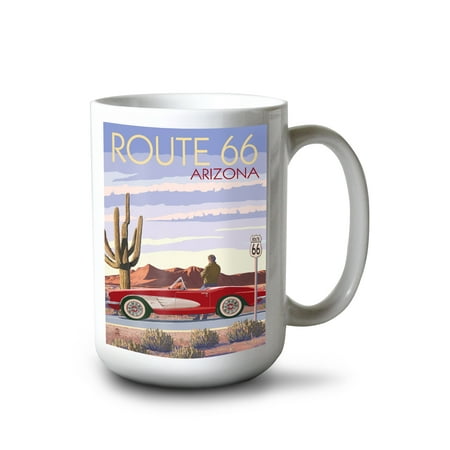 

15 fl oz Ceramic Mug Arizona Route 66 Classic Car with Red Rocks Dishwasher & Microwave Safe
